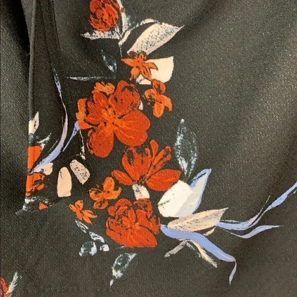 Lynsey Black floral print faux wrap belted skirt